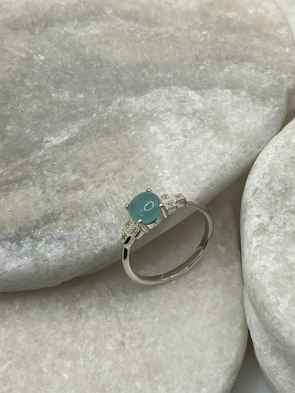 925 Sterling Silver Blue Chalcedony Ring  - Size U