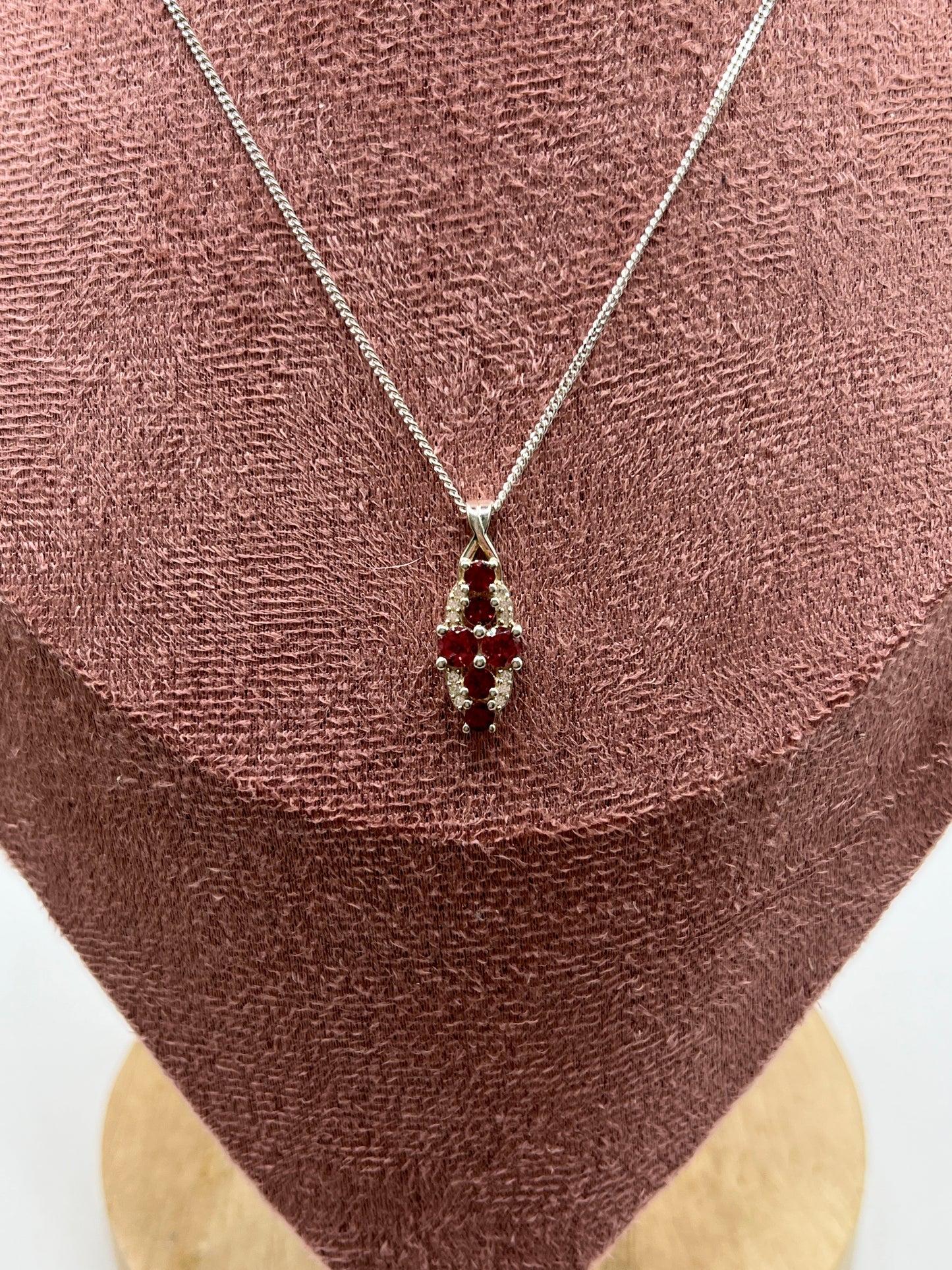 Vintage 925 Sterling Silver Tourmaline and White Topaz Pendant