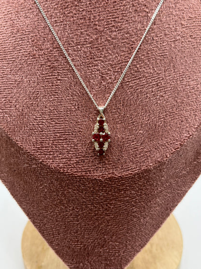 Vintage 925 Sterling Silver Tourmaline and White Topaz Pendant
