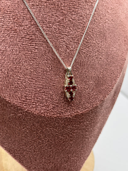 Vintage 925 Sterling Silver Tourmaline and White Topaz Pendant