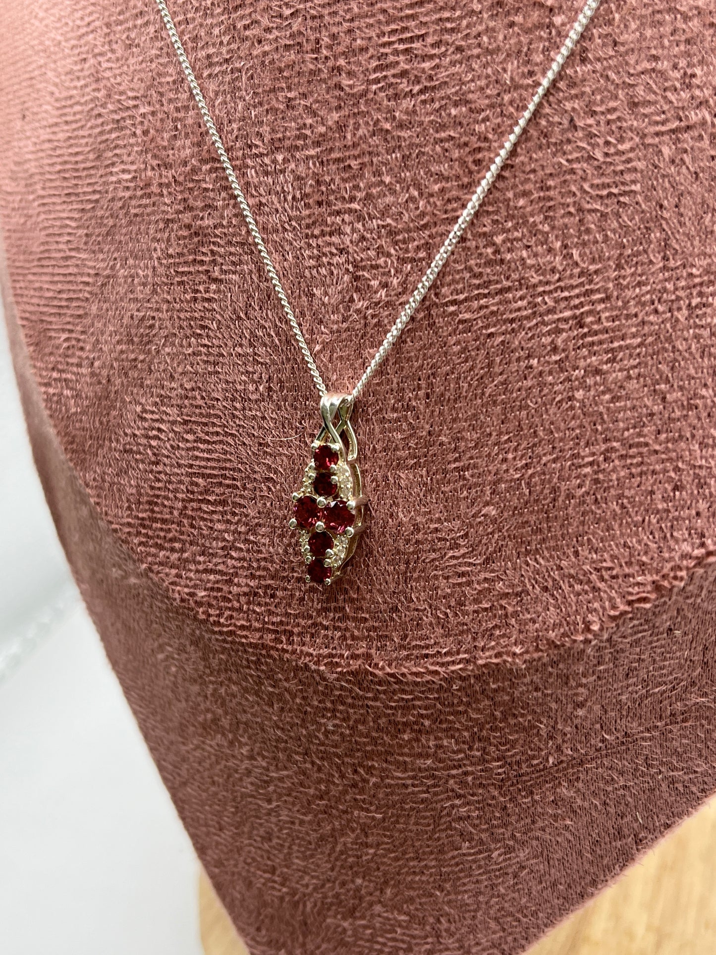 Vintage 925 Sterling Silver Tourmaline and White Topaz Pendant