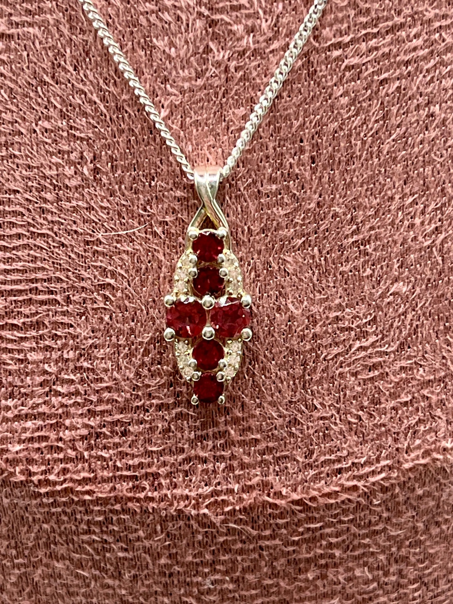 Vintage 925 Sterling Silver Tourmaline and White Topaz Pendant