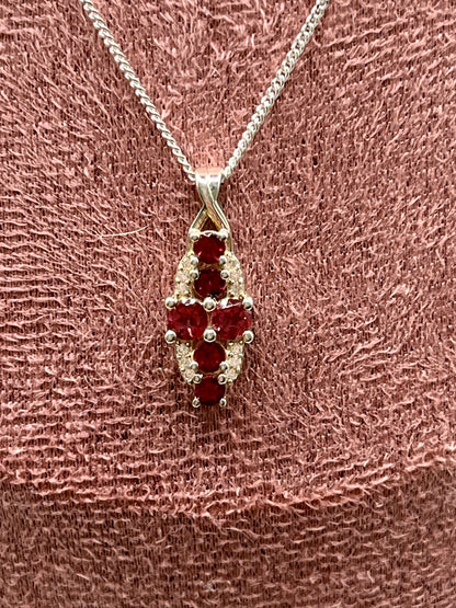 Vintage 925 Sterling Silver Tourmaline and White Topaz Pendant