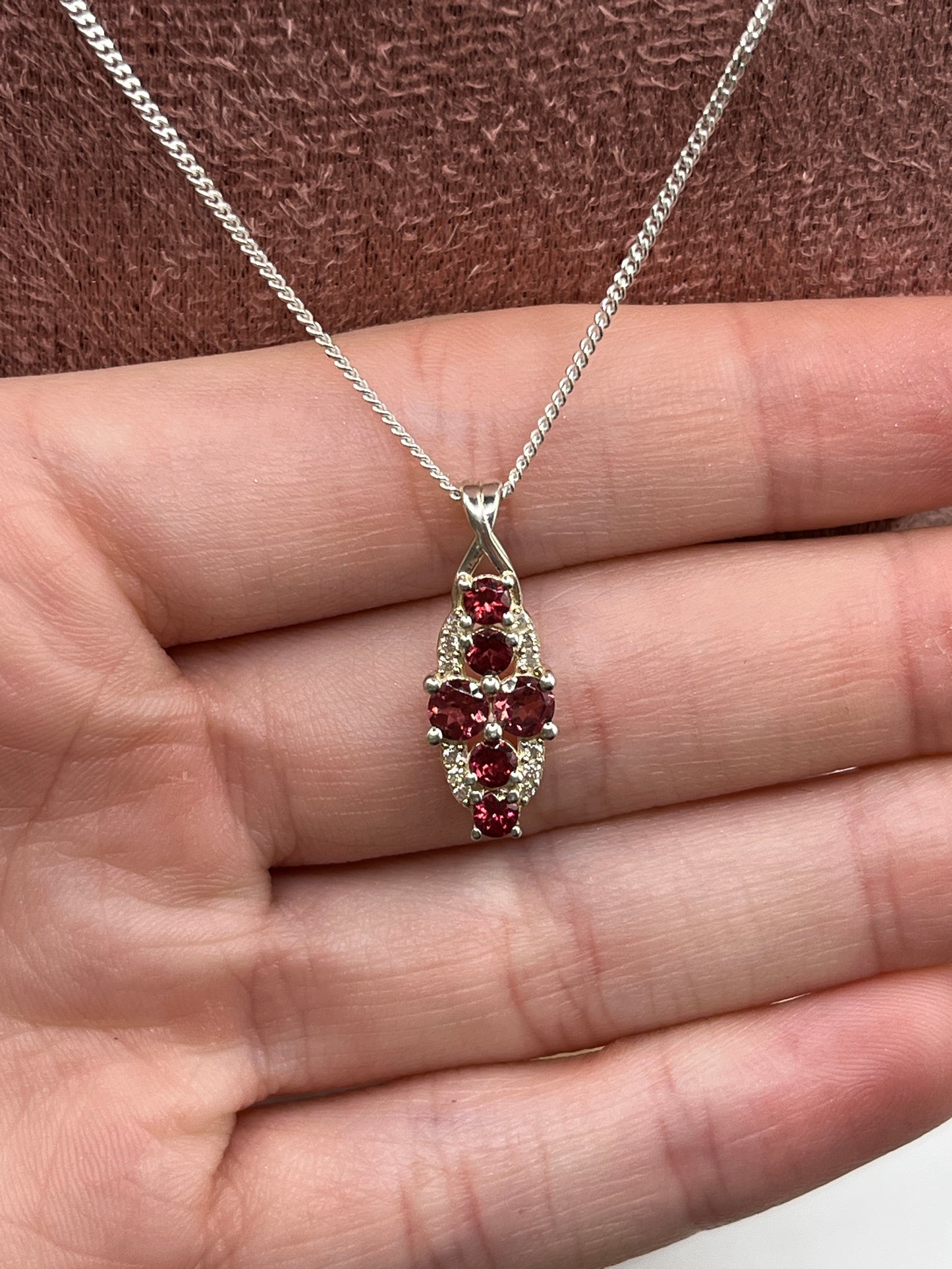 Vintage 925 Sterling Silver Tourmaline and White Topaz Pendant