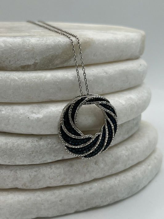 925 Sterling Silver Diamond Circle Pendant On 45cm Sterling Silver Chain