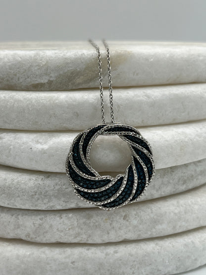 925 Sterling Silver Diamond Circle Pendant On 45cm Sterling Silver Chain
