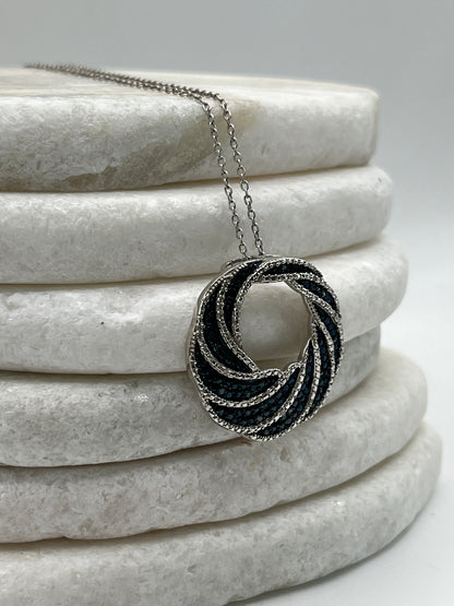 925 Sterling Silver Diamond Circle Pendant On 45cm Sterling Silver Chain