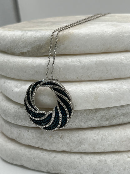 925 Sterling Silver Diamond Circle Pendant On 45cm Sterling Silver Chain