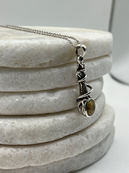 925 Sterling Silver Citrine Twist Pendant on 45cm Sterling Silver Chain