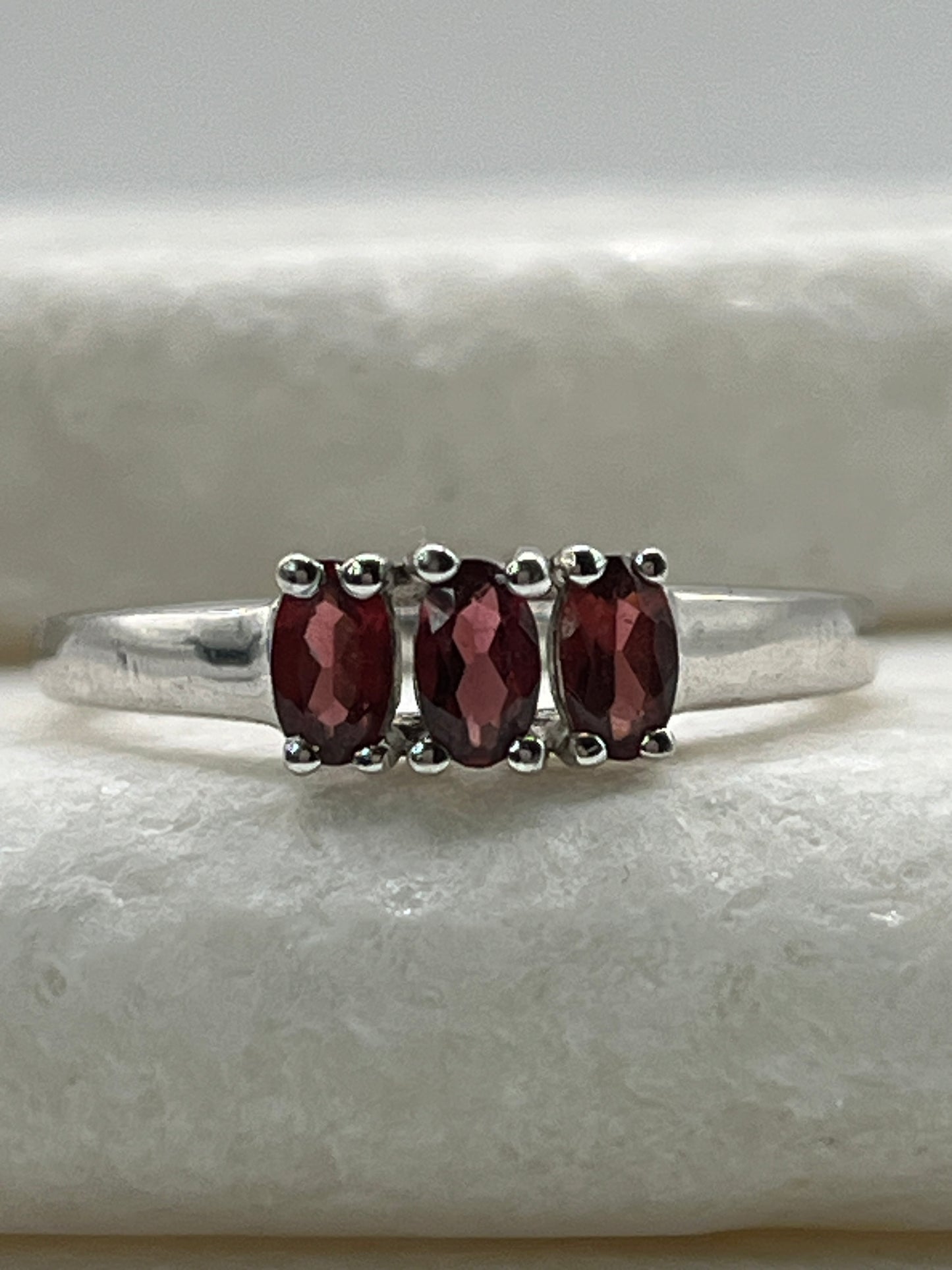 925 Sterling Silver Multi Gemstone Half Eternity Band with Peridot, Garnet and Amethyst - Size S