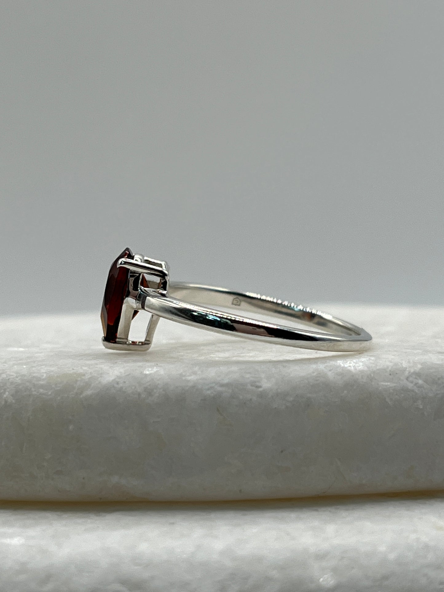 925 Sterling Silver Madeira Garnet Teardrop Ring - Size S