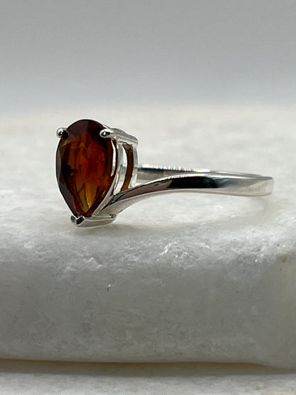 925 Sterling Silver Marquise Cut Garnet Half Eternity Ring - Size L