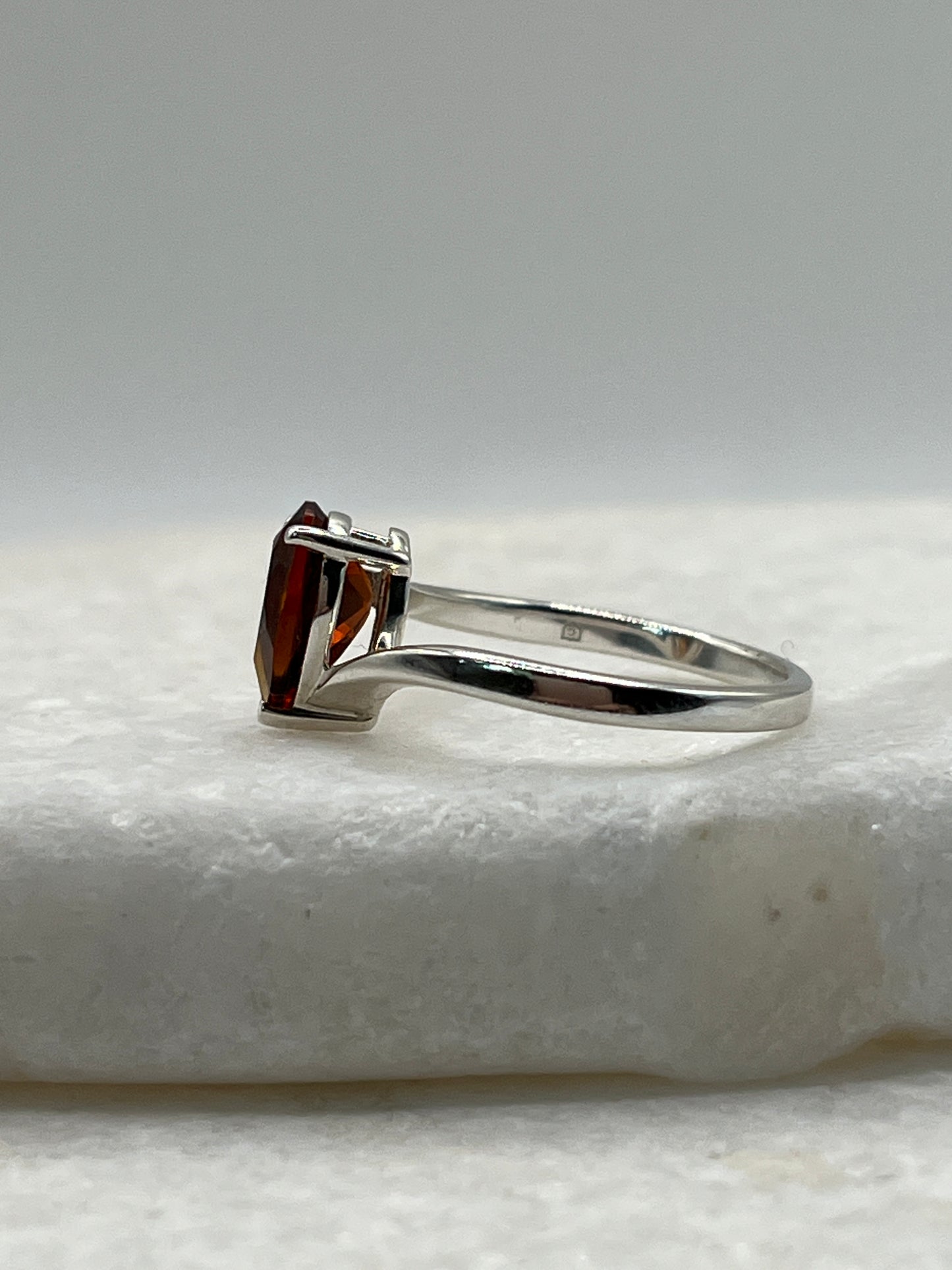 925 Sterling Silver Marquise Cut Garnet Half Eternity Ring - Size L