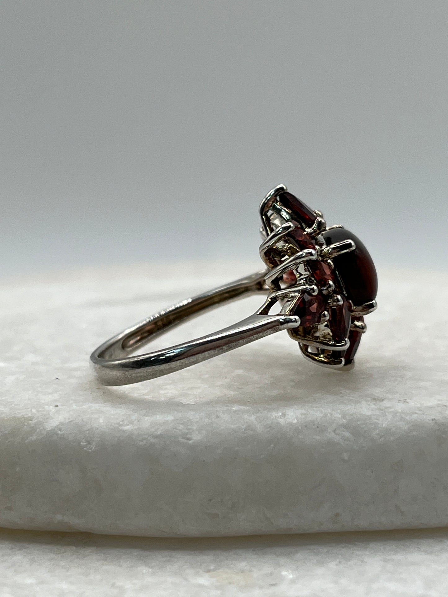 925 Sterling Silver Garnet and Jasper Statement Ring - Size V