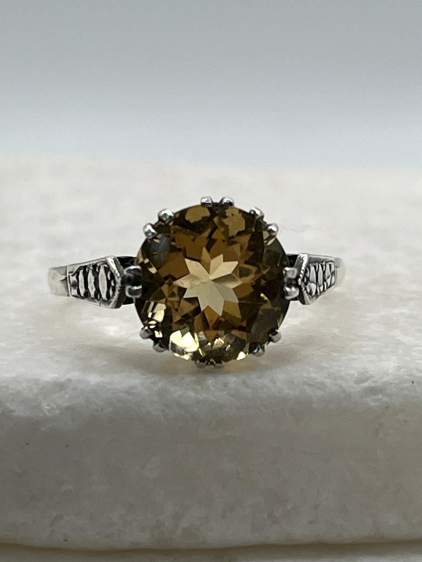 925 Sterling Silver Citrine Solitaire Ring - Size R