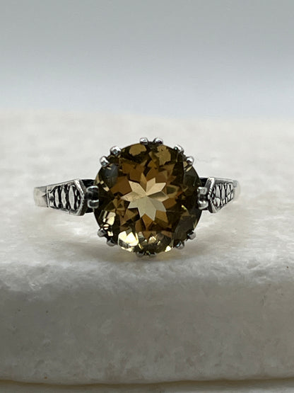 925 Sterling Silver Citrine Solitaire Ring - Size R