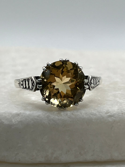 925 Sterling Silver Citrine Solitaire Ring - Size R