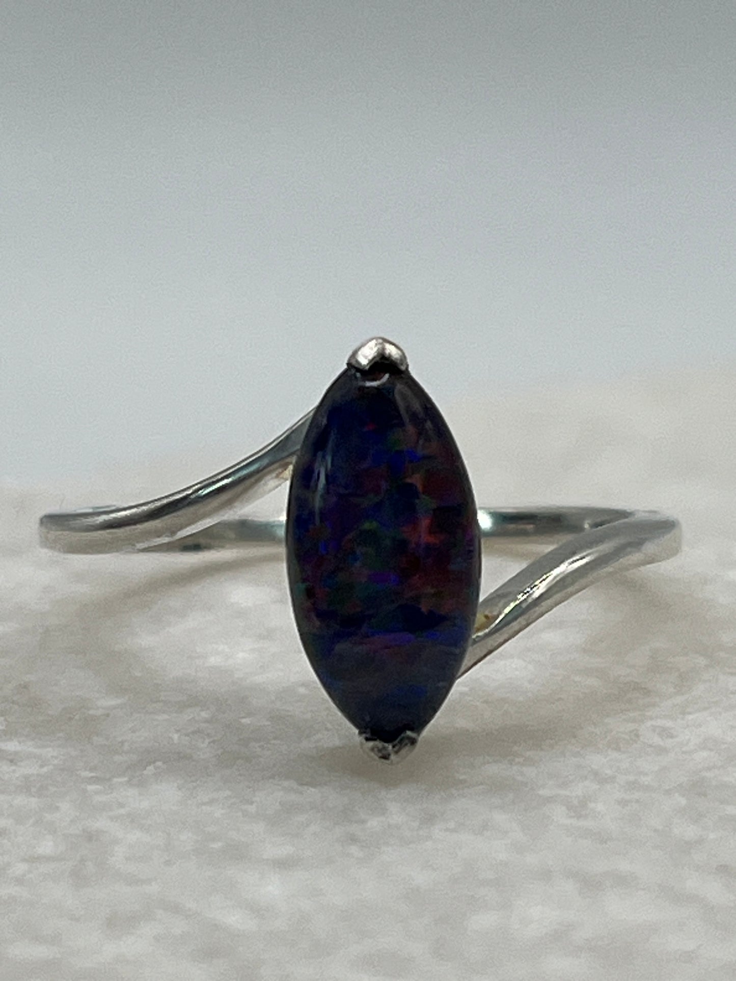 925 Sterling Silver Marquise Opal Triplet - Size R