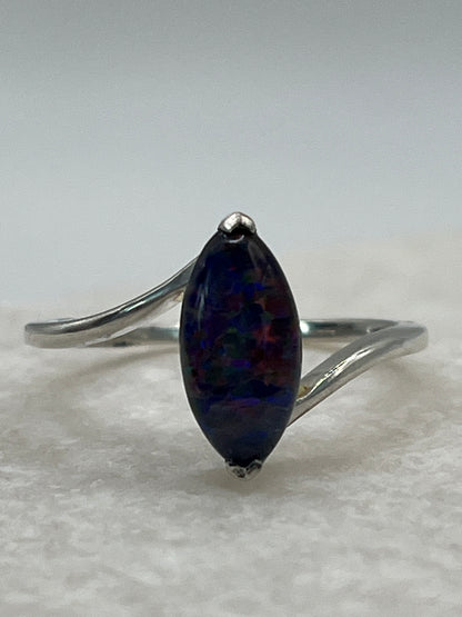 925 Sterling Silver Marquise Opal Triplet - Size R