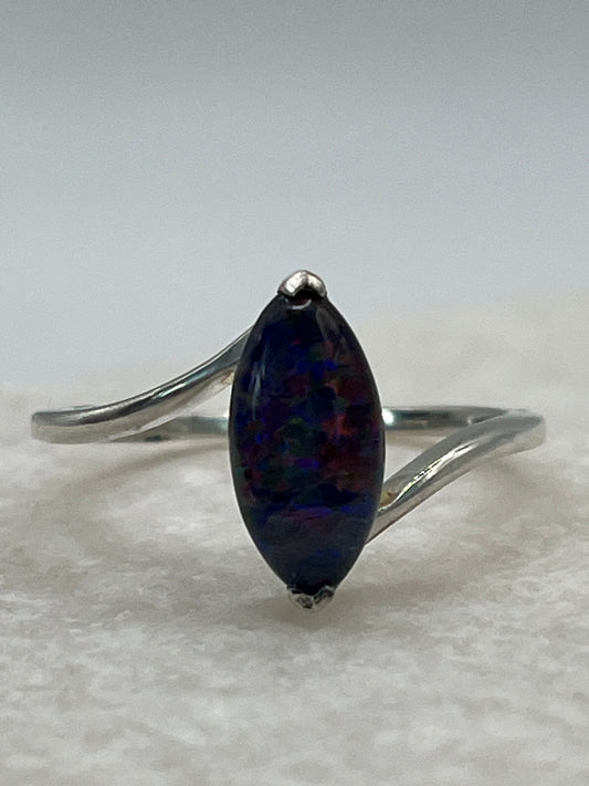 925 Sterling Silver Marquise Opal Triplet - Size R