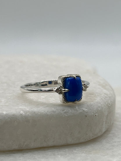 925 Sterling Silver Ceruleite Halo Style Ring - Size R