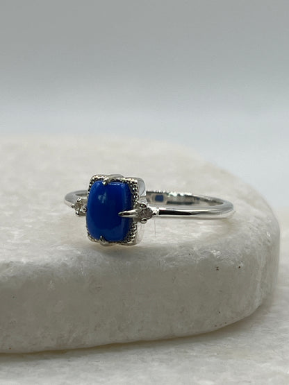 925 Sterling Silver Ceruleite Halo Style Ring - Size R