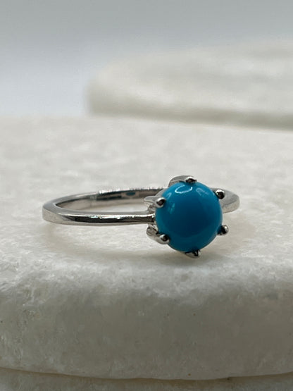 925 Sterling Silver Sleeping Beauty Turquoise Ring - Size Q
