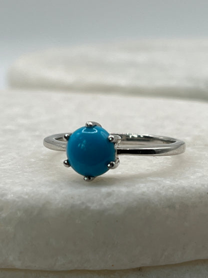 925 Sterling Silver Sleeping Beauty Turquoise Ring - Size Q