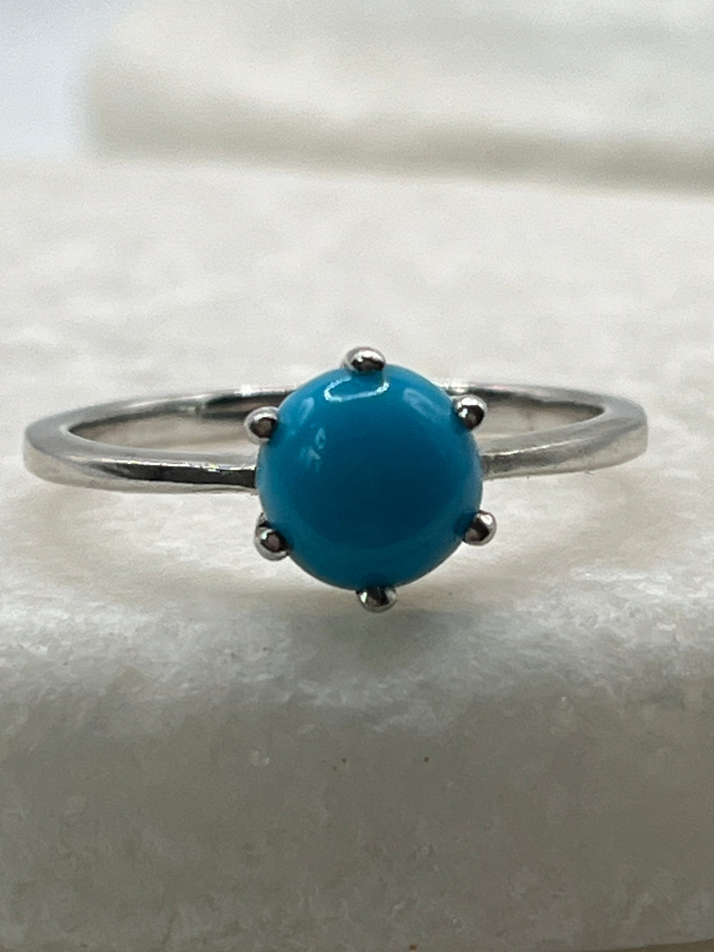 925 Sterling Silver Sleeping Beauty Turquoise Ring - Size Q