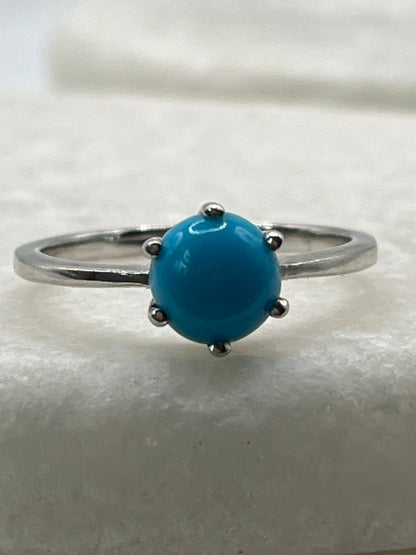 925 Sterling Silver Sleeping Beauty Turquoise Ring - Size Q