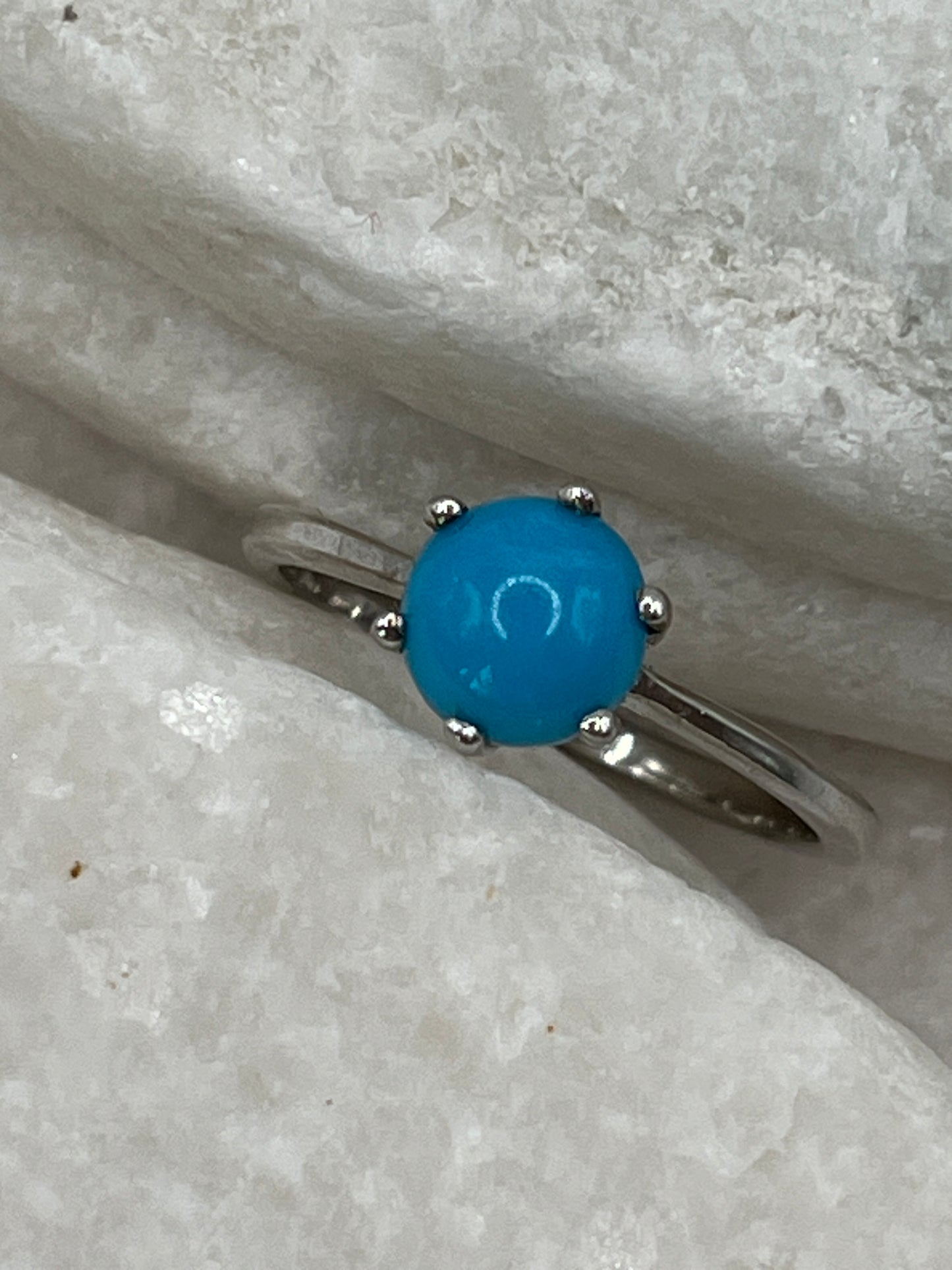 925 Sterling Silver Sleeping Beauty Turquoise Ring - Size Q