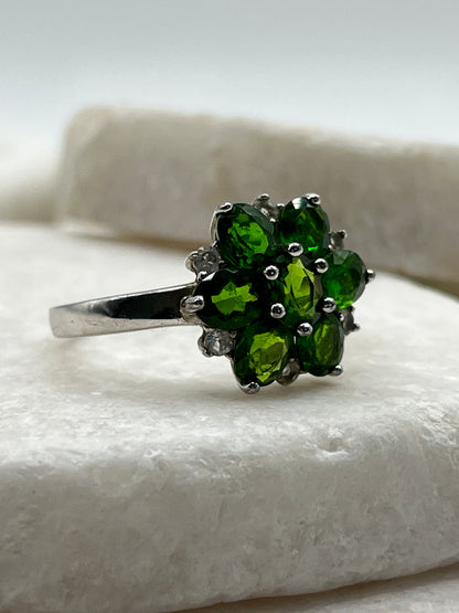 925 Sterling Silver Chrome Diopside Ring - Size U