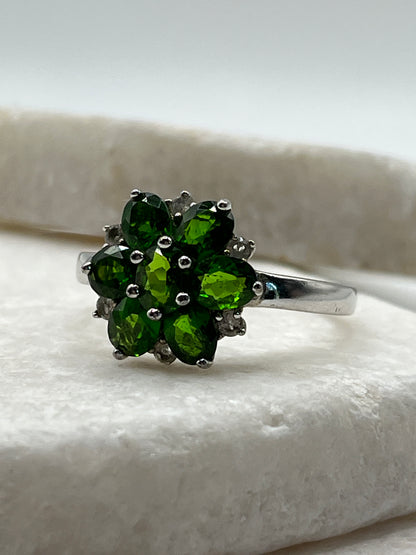 925 Sterling Silver Chrome Diopside Ring - Size U