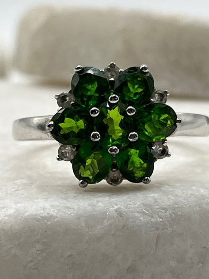925 Sterling Silver Chrome Diopside Ring - Size U