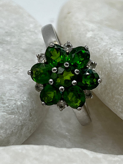 925 Sterling Silver Chrome Diopside Ring - Size U