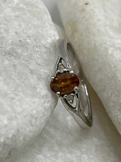 925 Sterling Silver Orange Garnet Ring - Size O