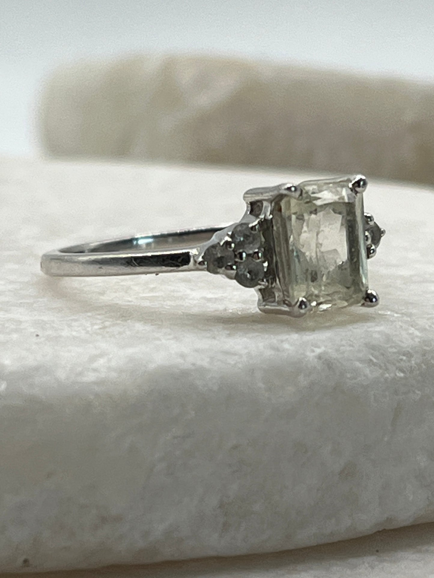 925 Sterling Silver Rectangle Serenite Ring - Size M