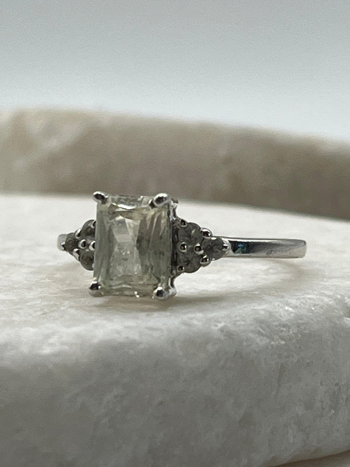 925 Sterling Silver Rectangle Serenite Ring - Size M