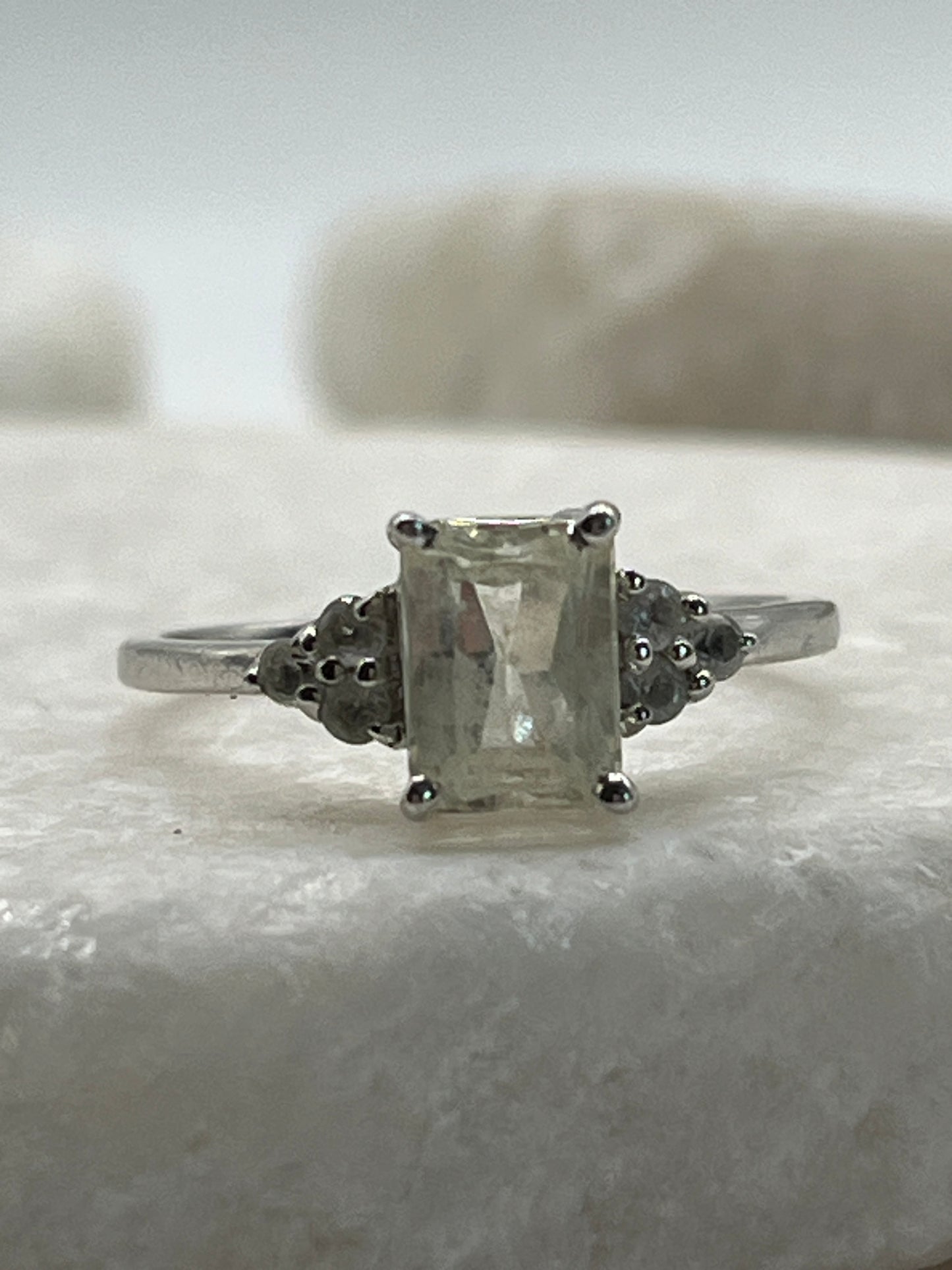 925 Sterling Silver Rectangle Serenite Ring - Size M
