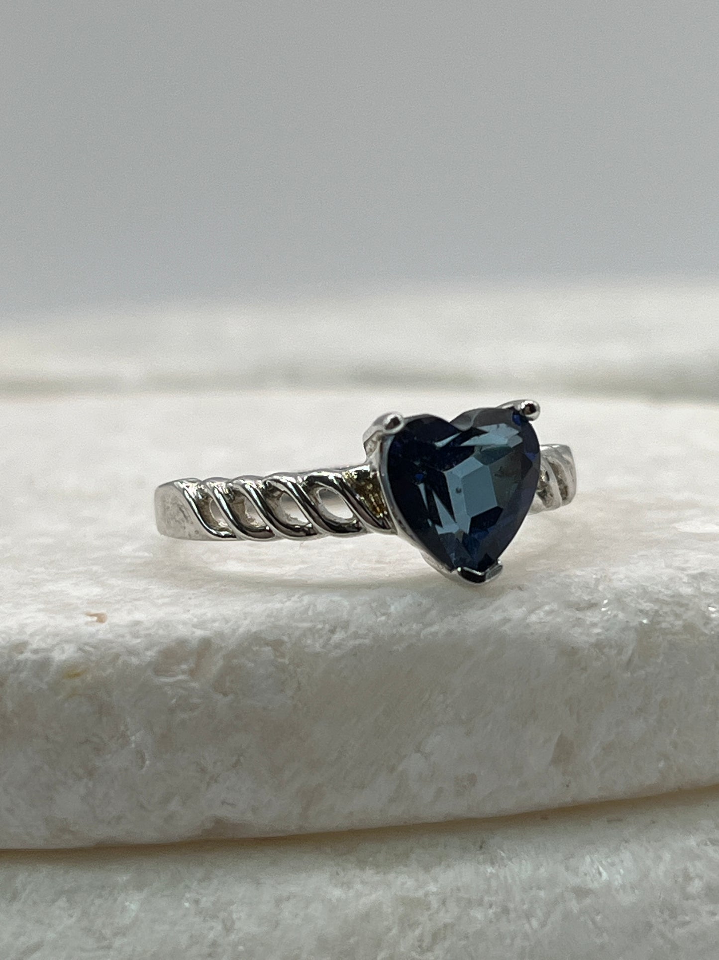 925 Sterling Silver CZ Heart Ring - Size S