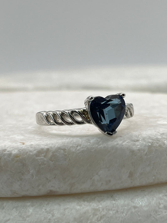 925 Sterling Silver CZ Heart Ring - Size S