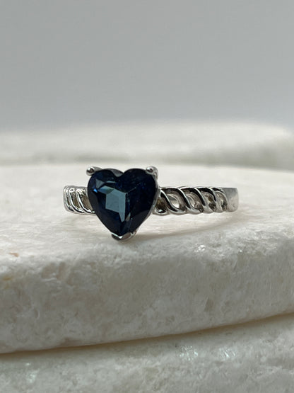 925 Sterling Silver CZ Heart Ring - Size S