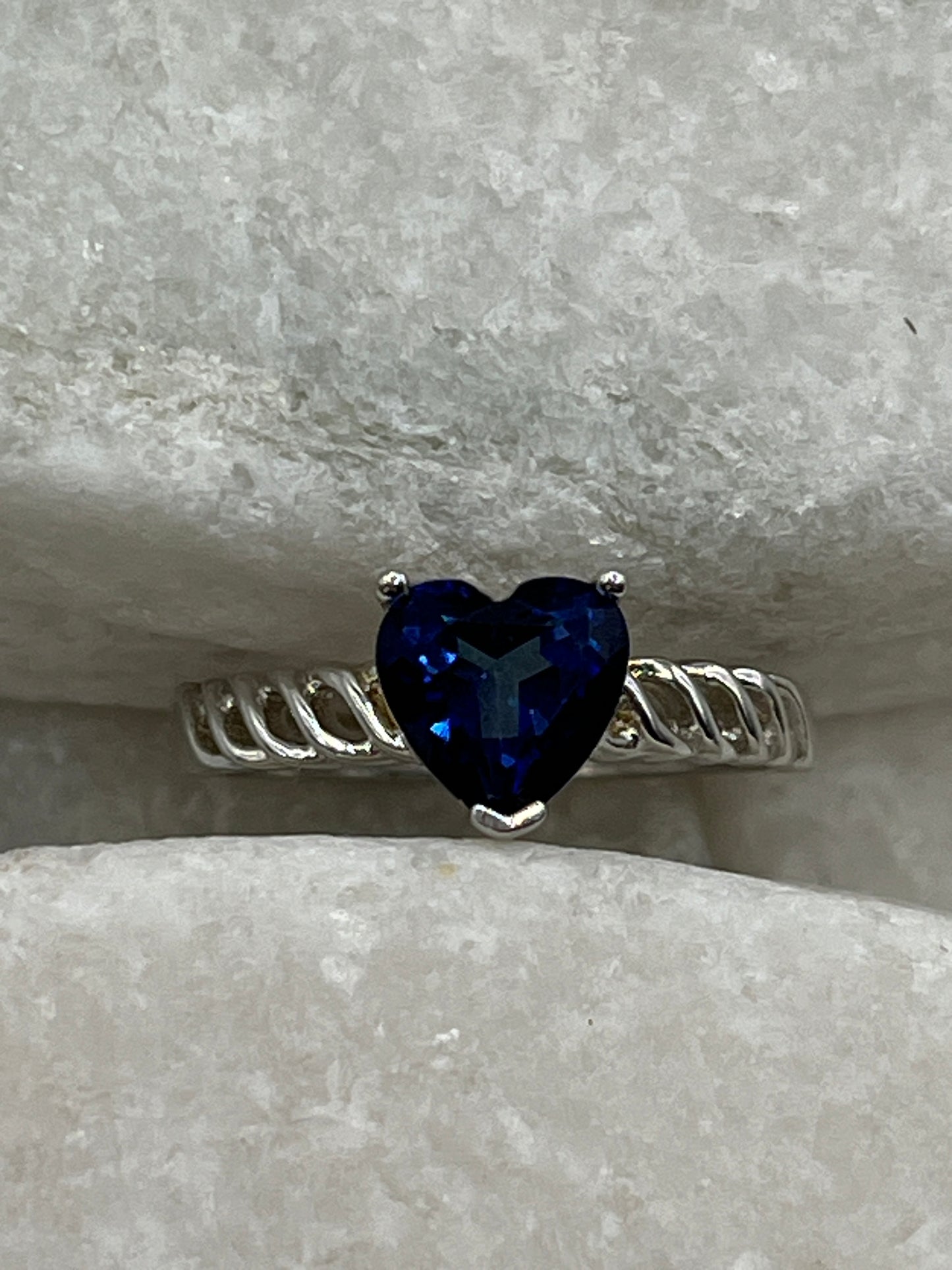 925 Sterling Silver CZ Heart Ring - Size S