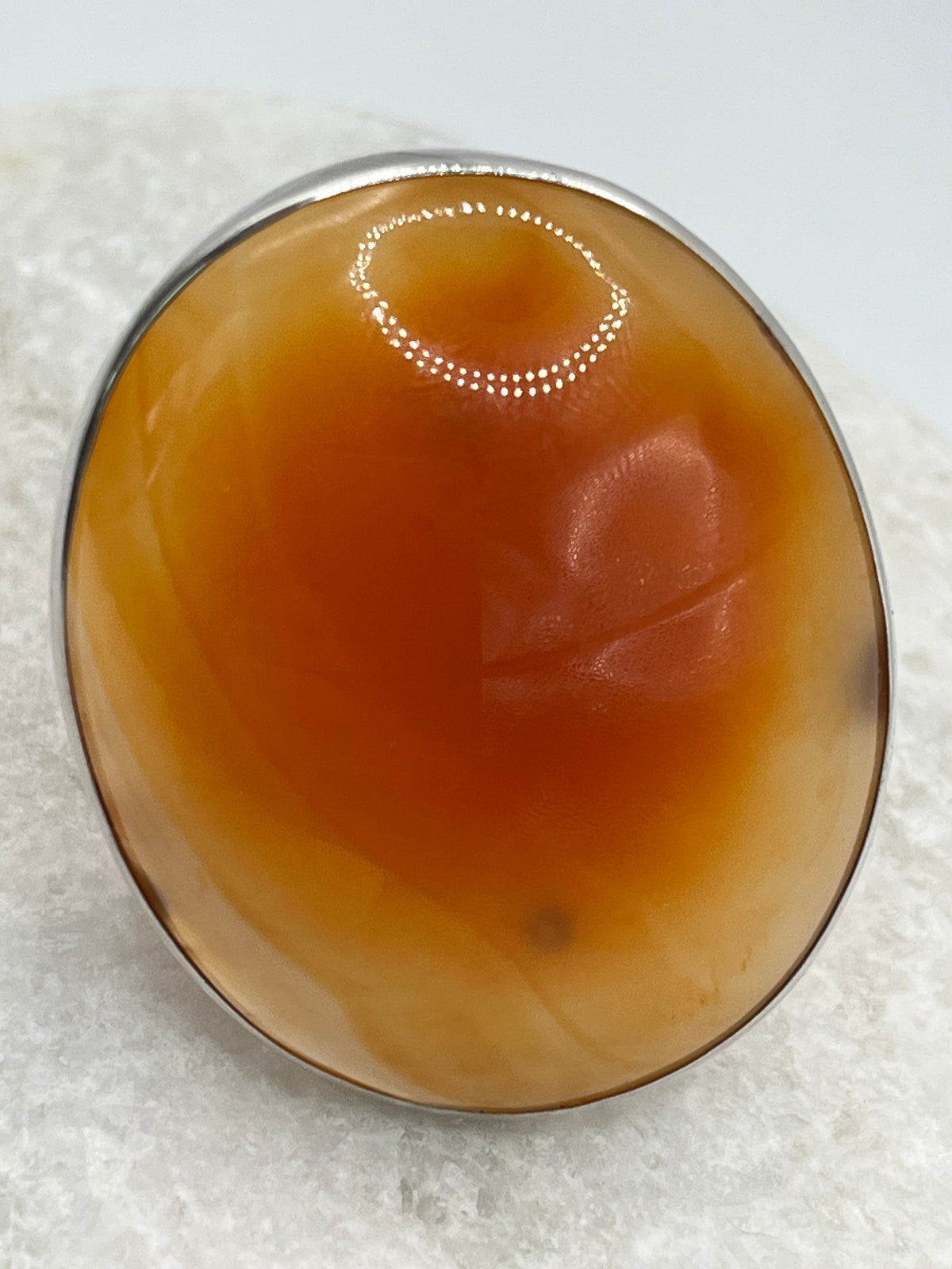 Genuine Vintage 925 Sterling Silver Carnelian Cabochon Brooch