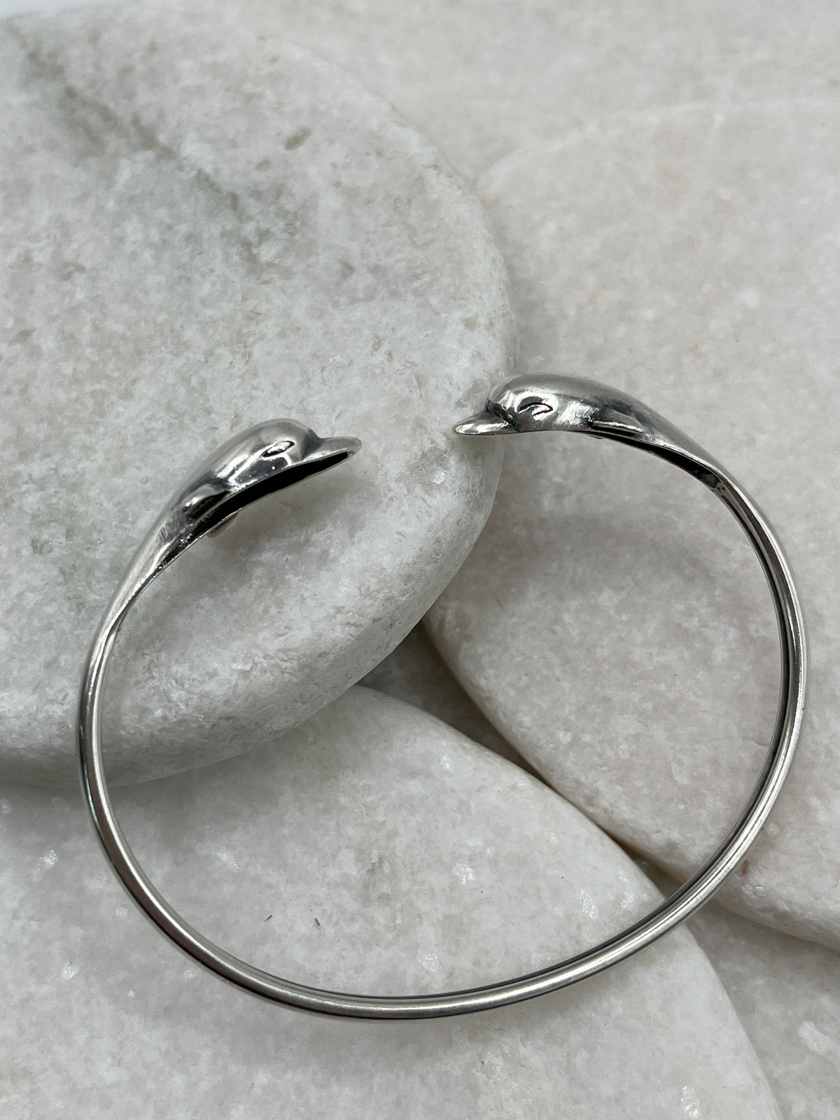 925 Sterling Silver Dolphin Cuff Bangle