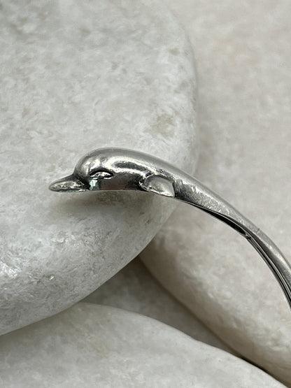 925 Sterling Silver Dolphin Cuff Bangle