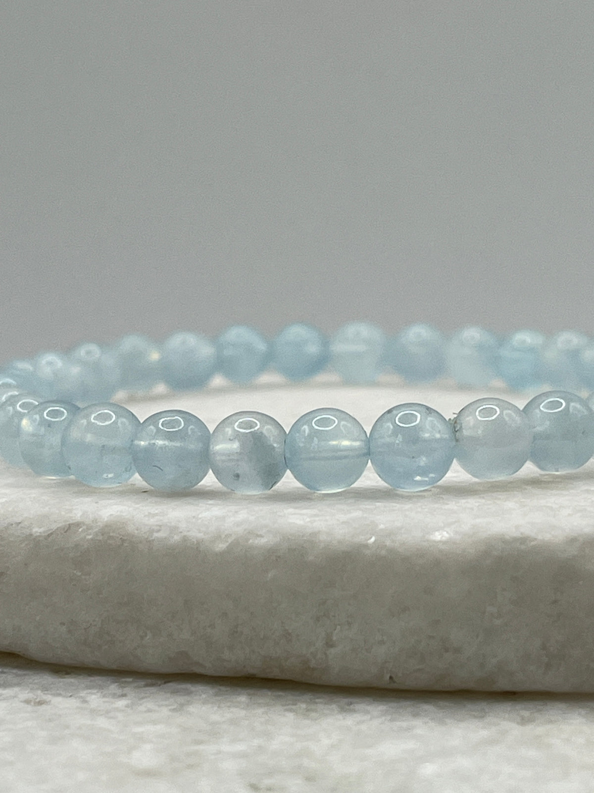 Handmade Genuine Aquamarine Beaded Bracelet - 6mm