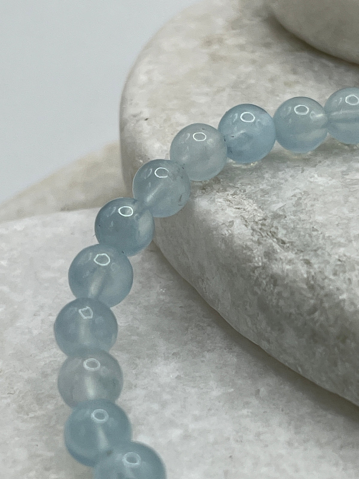 Handmade Genuine Aquamarine Beaded Bracelet - 6mm