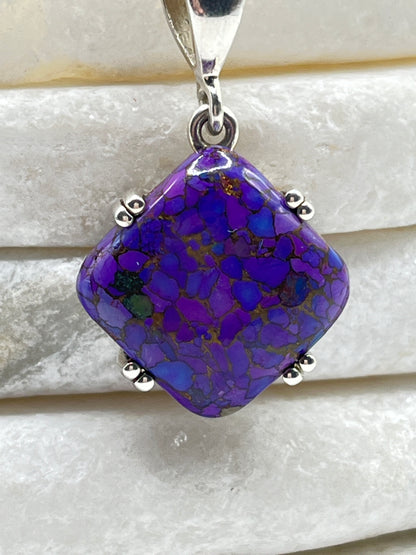 925 Sterling Silver Mojave Purple Turquoise Pendant on 45cm Chain