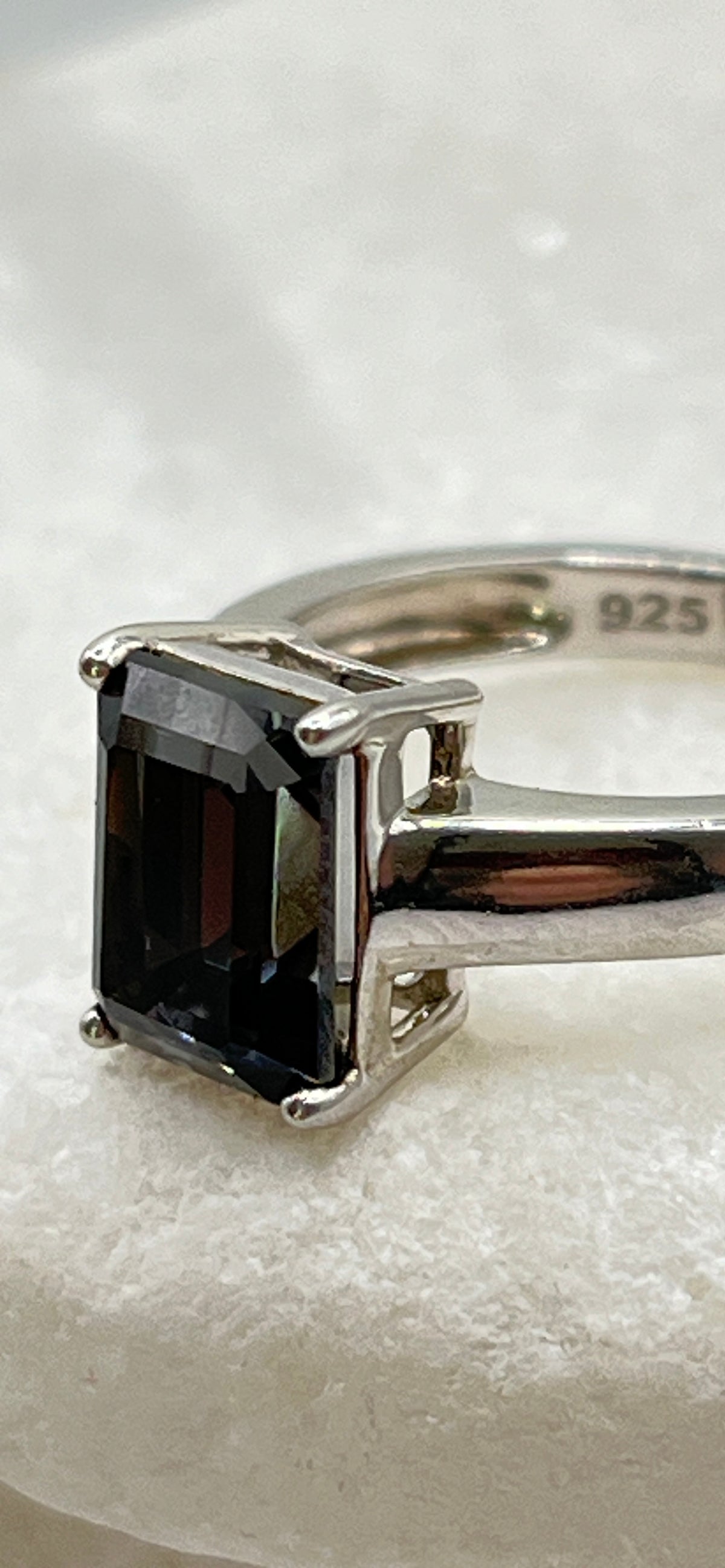 925 Sterilng Silver Marambaia Black Topaz Ring - Size M